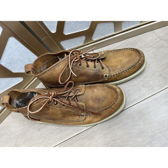 Sebago Beacon Chaussures Bateau Men Leather Brown Boots 9.5 M Shoes Ducksides - Picture 3 of 10